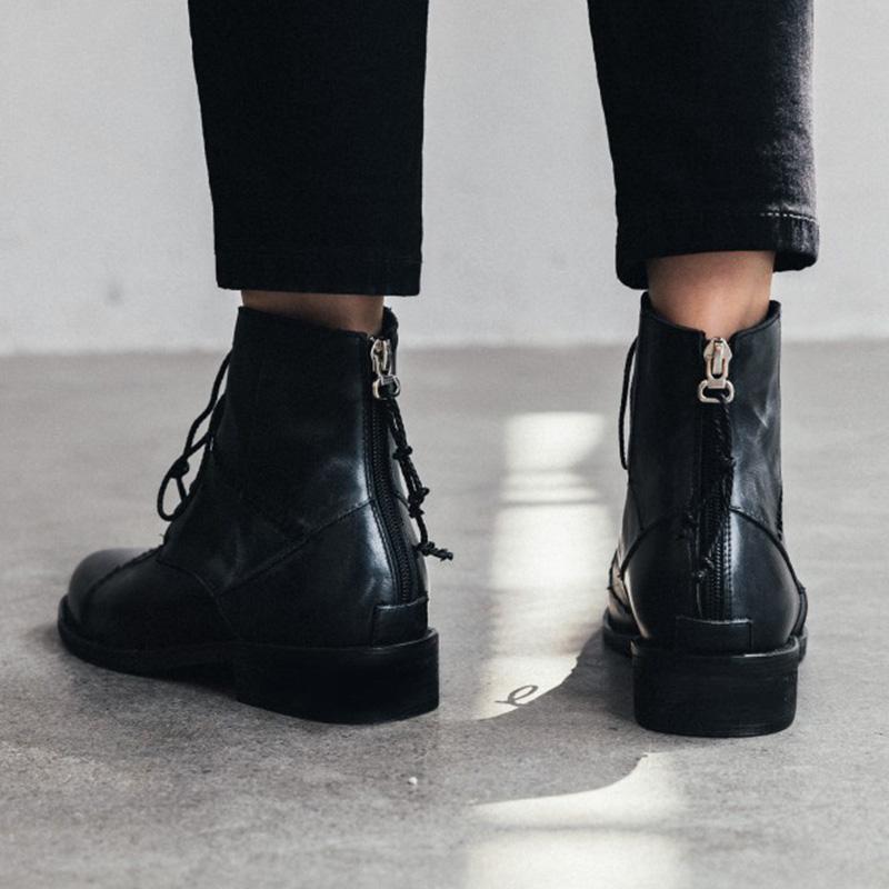 Zipper Genuine Leather Boots