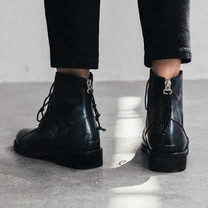 Zipper Genuine Leather Boots