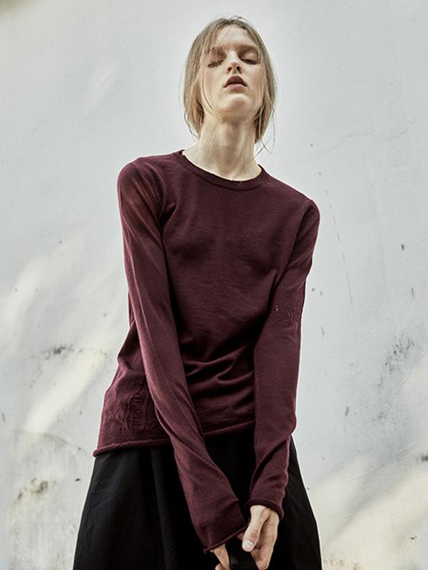 Autumn Hole Round Neck Long Sleeve Bottoming Shirt