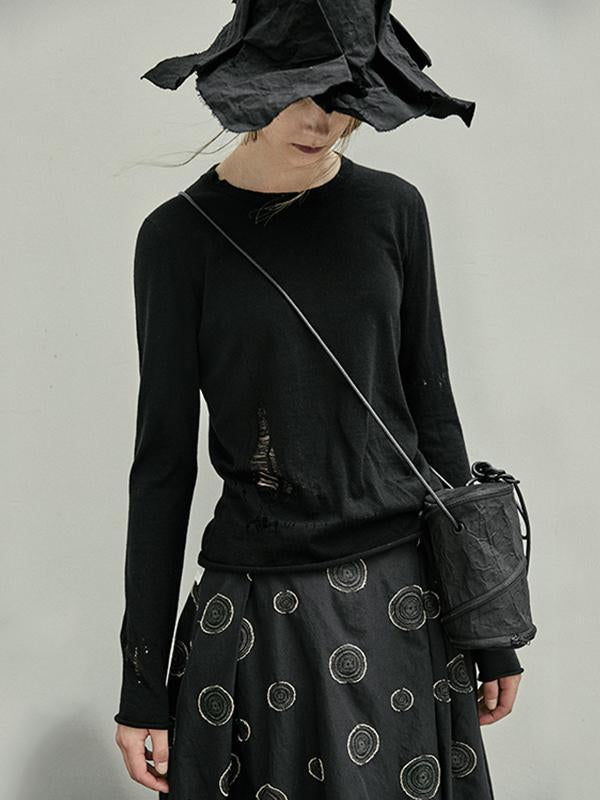 Autumn Hole Round Neck Long Sleeve Bottoming Shirt