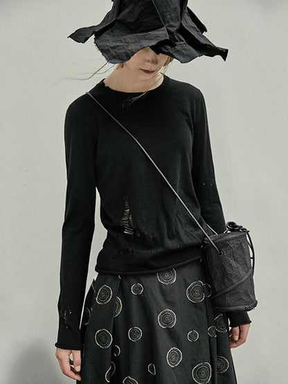 Autumn Hole Round Neck Long Sleeve Bottoming Shirt