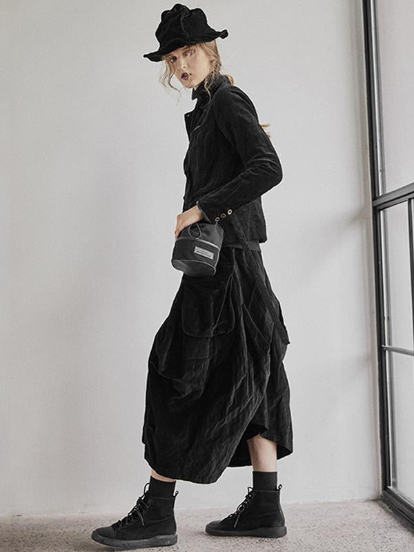 Casual Loose Pleated Texture Pure Color Pants