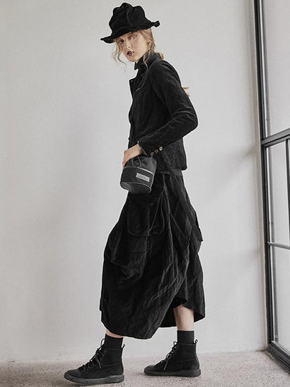 Casual Loose Pleated Texture Pure Color Pants