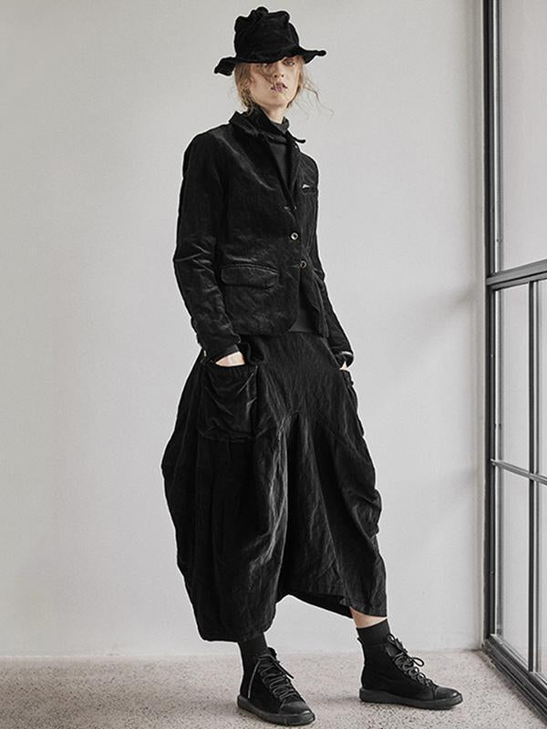 Casual Loose Pleated Texture Pure Color Pants