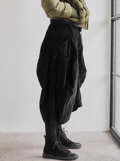 Casual Loose Pleated Texture Pure Color Pants