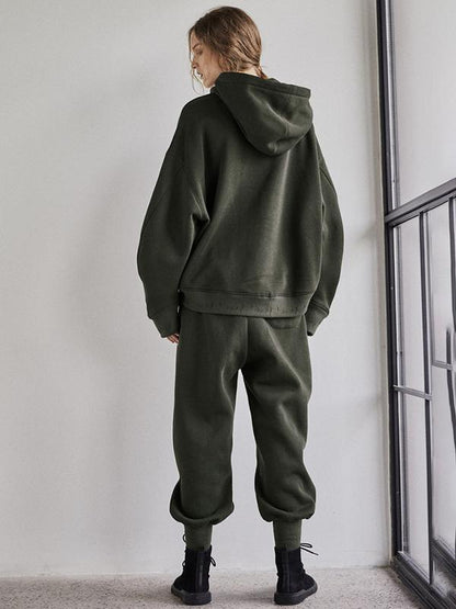 Plus Velvet Winter Loose Drawstring Hooded Sweatshirt