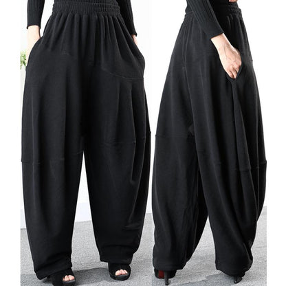 Plus Size - Casual Solid Color Comfortable Ultra-loose Pants