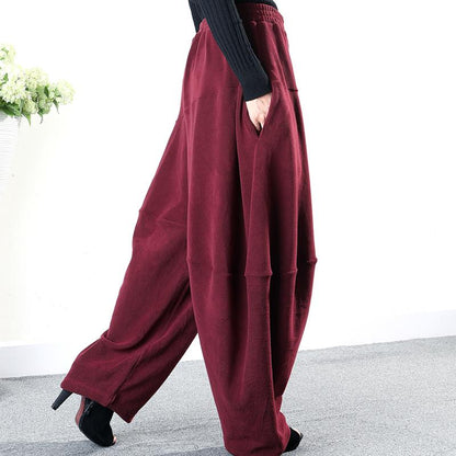Plus Size - Casual Solid Color Comfortable Ultra-loose Pants