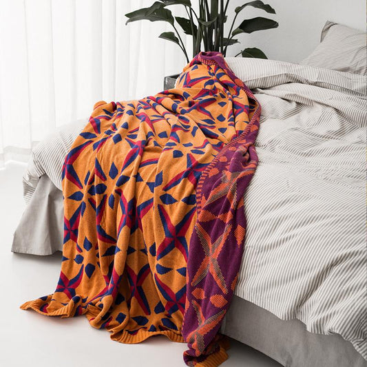 Cotton Winter Geometry Knitted Jacquard Soft Blanket