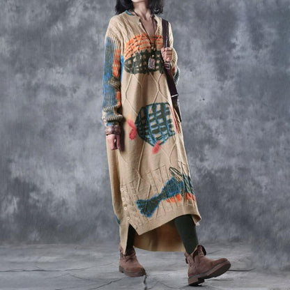 High Low Hem Split Buttons Split Neck Dress