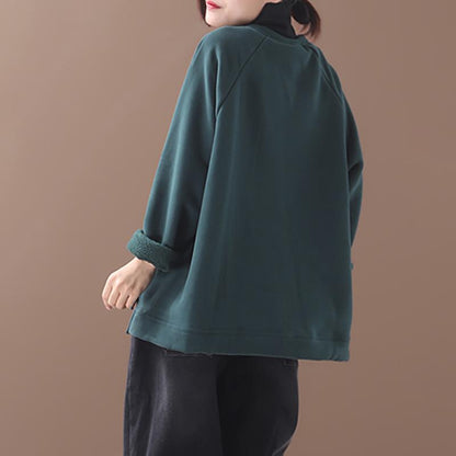 Plus Size - Casual Solid Color Turtleneck Sweatshirt