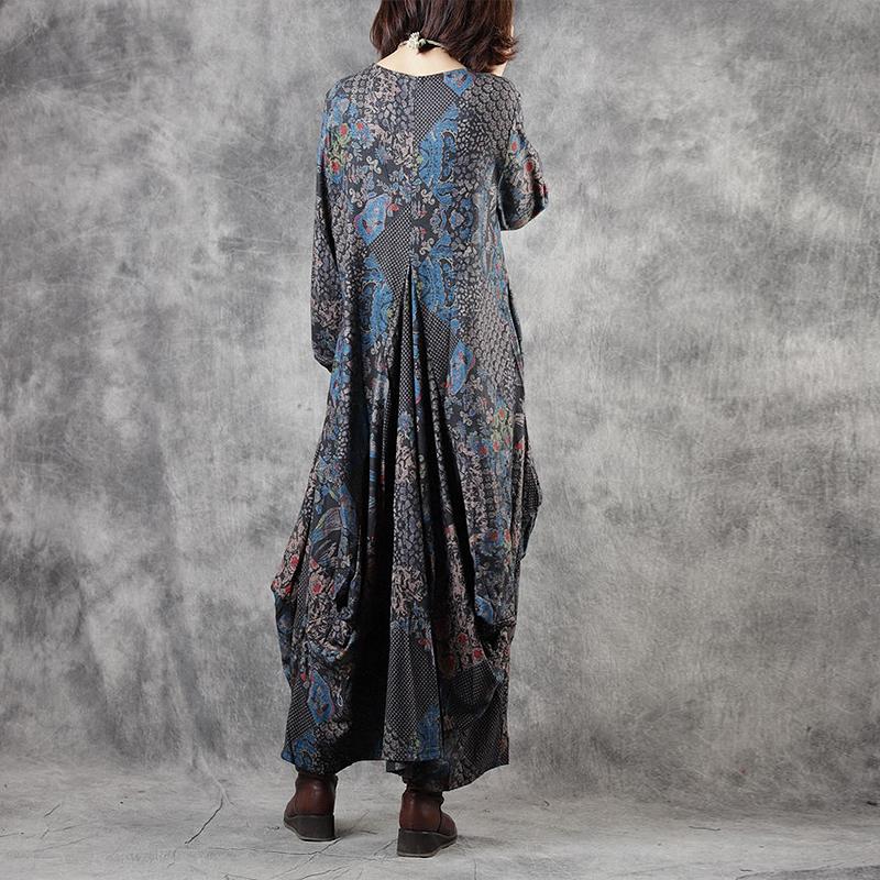 Winter Print Irregular Long Sleeve Dress