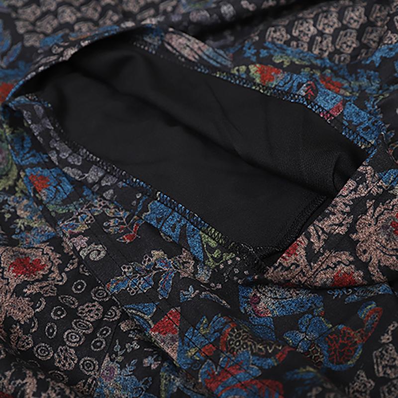 Winter Print Irregular Long Sleeve Dress