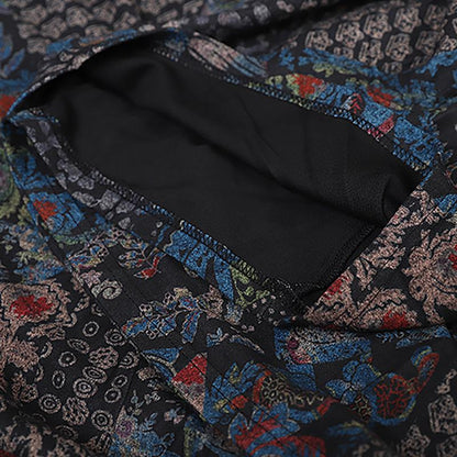 Winter Print Irregular Long Sleeve Dress