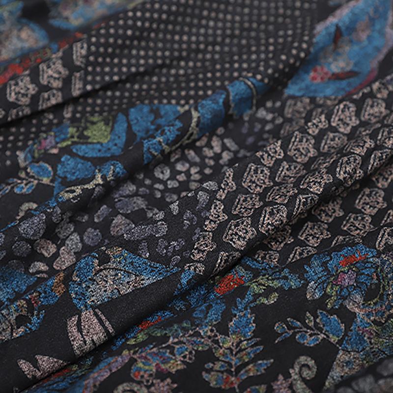 Winter Print Irregular Long Sleeve Dress