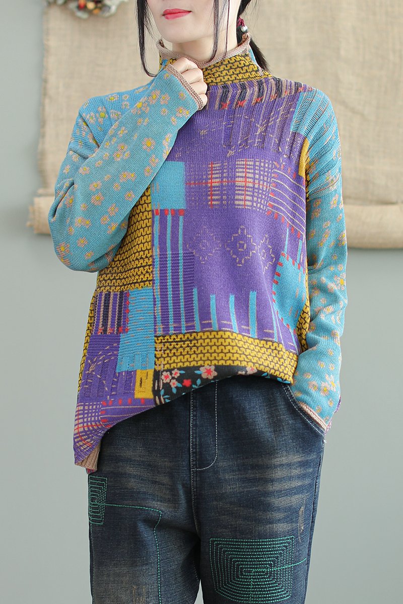 Autumn Winter Printed Long Sleeve Sweater