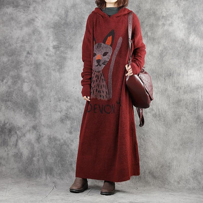 Cute Cartoon Animal Loose Knit Dress