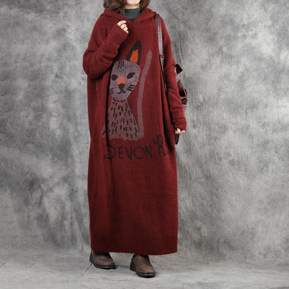 Cute Cartoon Animal Loose Knit Dress