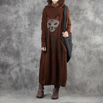 Cute Cartoon Animal Loose Knit Dress