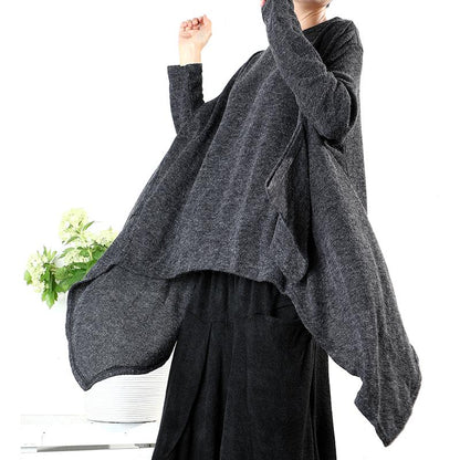 Plus Size - Long Sleeve Loose And Irregular T-Shirt