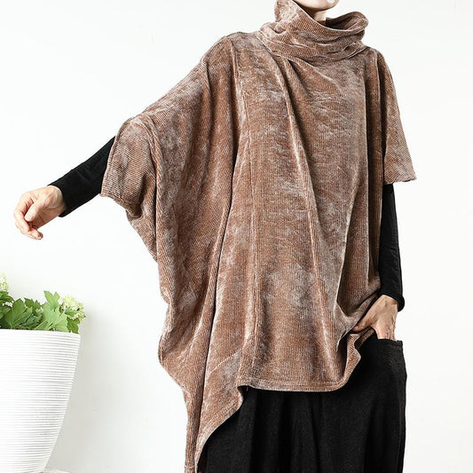 Plus Size - Asymmetrical Design Casual Loose Warm Top