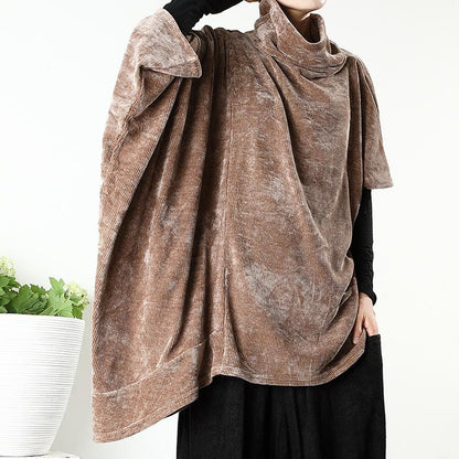 Plus Size - Asymmetrical Design Casual Loose Warm Top