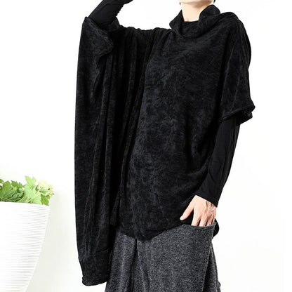 Plus Size - Asymmetrical Design Casual Loose Warm Top
