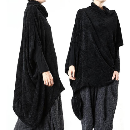 Plus Size - Asymmetrical Design Casual Loose Warm Top