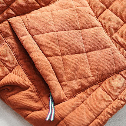 Plus Size - Winter Checks Casual Stand Collar Cotton-padded Coat