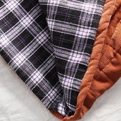 Plus Size - Winter Checks Casual Stand Collar Cotton-padded Coat