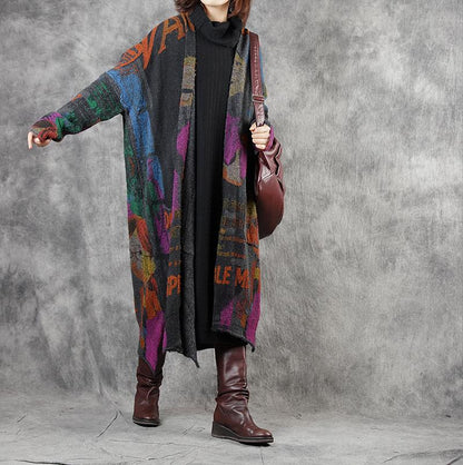 Retro Printed Comfortable Split Hem Winter Coat