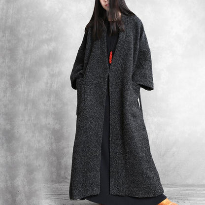 Plus Size - Simple V-neck Thermal Autumn Winter Woolen Coat