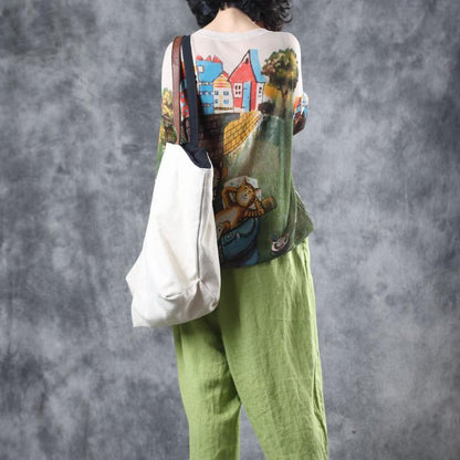2019 New Literary Irregular Three Quarter Sleeve Knitted Sweater