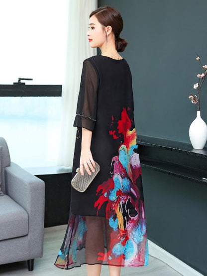 National Retro Casual Light Long Dress