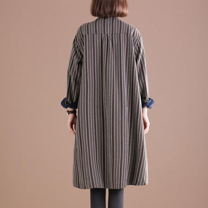 Buykud Casual Stand Collar Plus Velvet Warm Dress