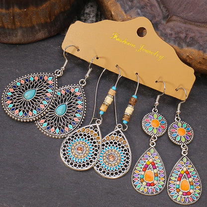 Retro drop-shaped tassel earrings