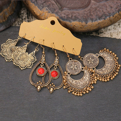 Retro drop-shaped tassel earrings