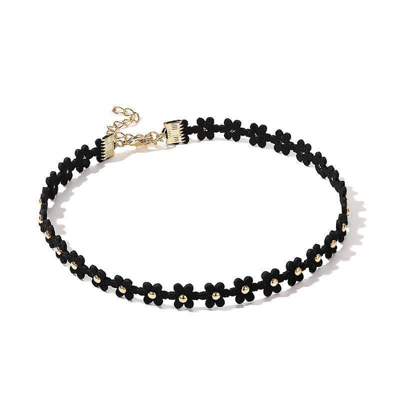 WHOLESALE black flower necklace