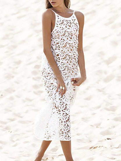 Pretty Hollow Crochet Backless Cover-Up Top