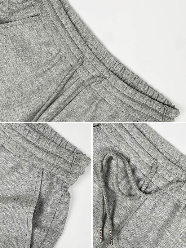 Casual Drawstring Elasticity Waist Solid Wide-Leg Shorts