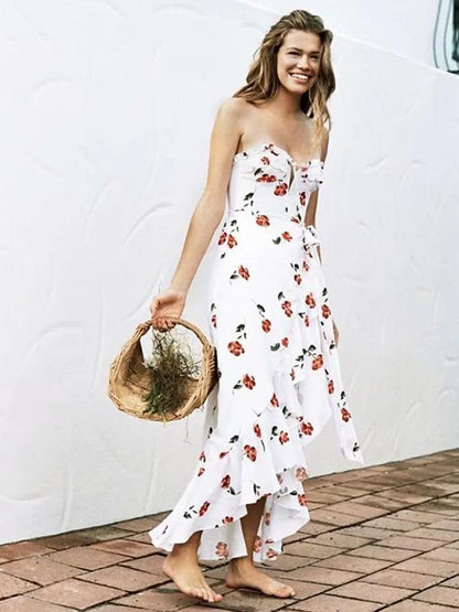 Vacation Strapless Printed Maxi Dress