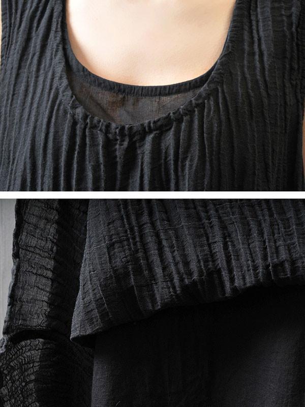 Casual Summer Women Wrinkled Sleeveless Dress