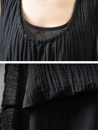 Casual Summer Women Wrinkled Sleeveless Dress