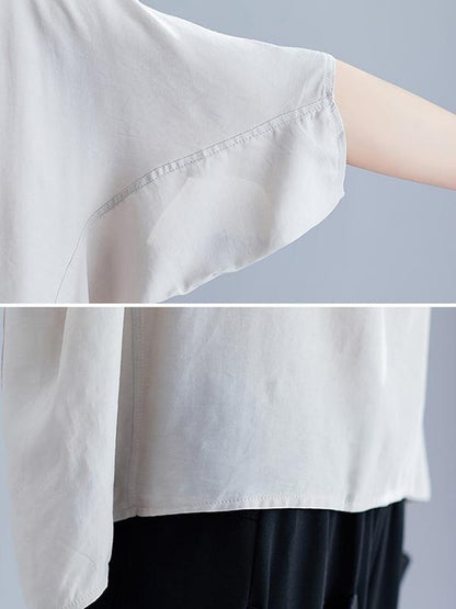 Loose Solid Batwing Sleeves Shirt