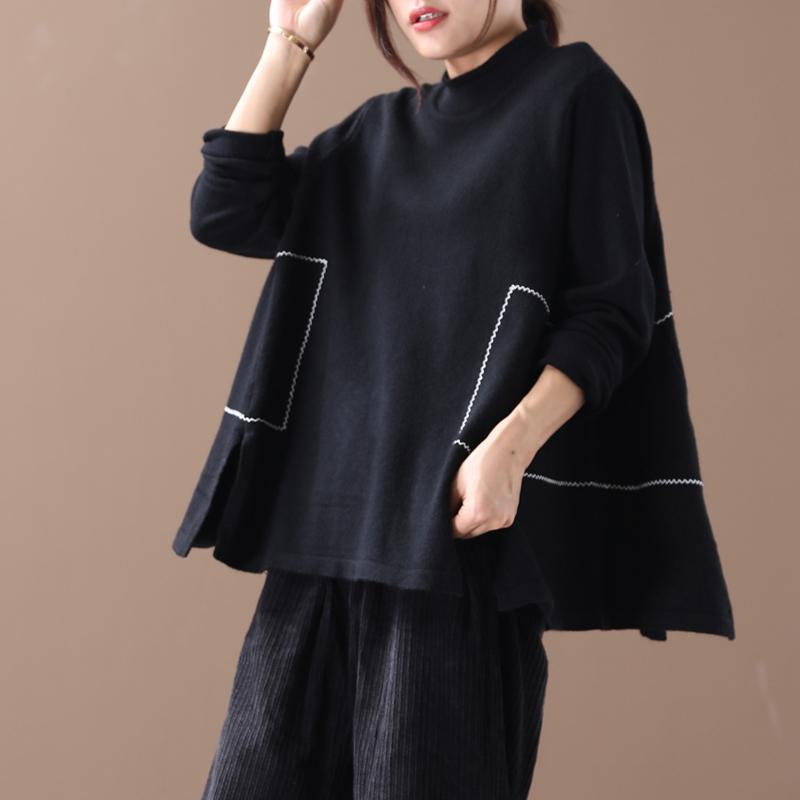 Buykud Decorative Line Casual Comfort Loose Sweater