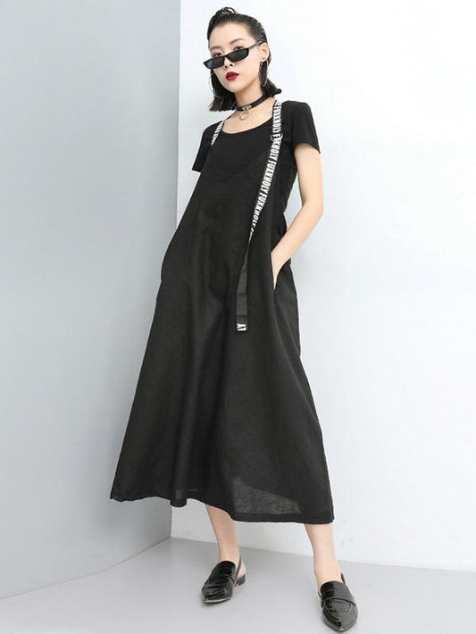 Fashion A-line Suspender Long Dress