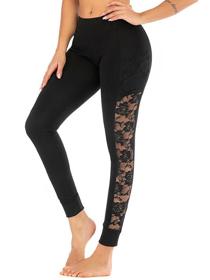 Side Pocket Mesh Lace Leggings