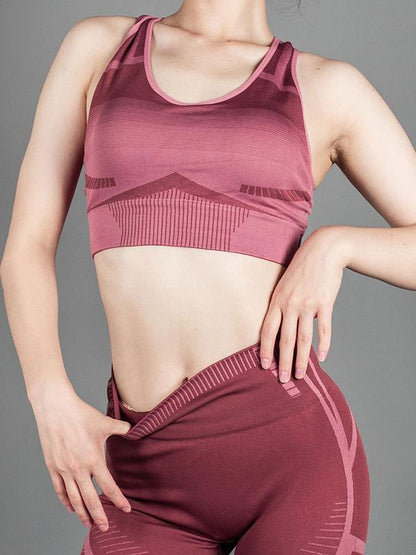 Wrap Striped High-Waisted Bra&Leggings Yoga Suits