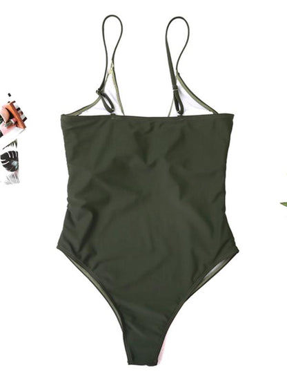 Bowknot Solid Spaghetti Straps One piece Swimwear