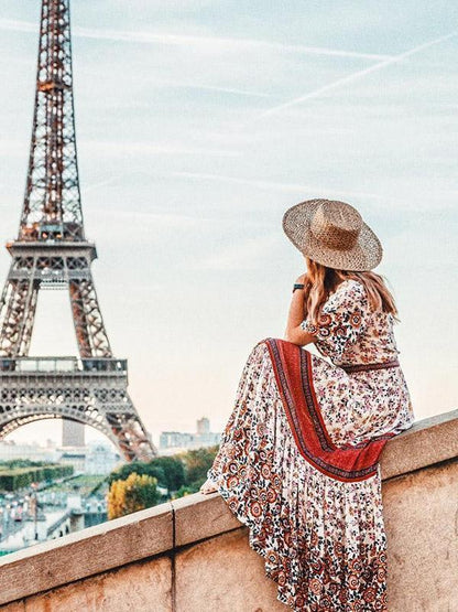 Printed Split-front Bohemia Maxi Dresses